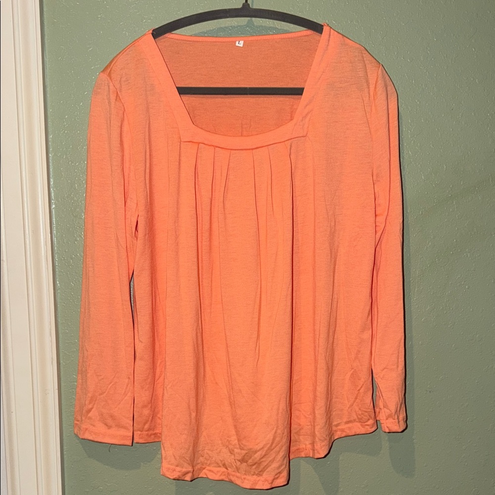 Vibrant Orange Long Sleeve Blouse